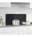 vidaXL Kitchen Backsplash Black 90 x 40 cm Tempered Glass — Size: 90 x 40 x 0.8 cm