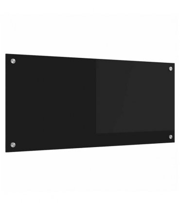 vidaXL Kitchen Backsplash Black 90 x 40 cm Tempered Glass — Size: 90 x 40 x 0.8 cm