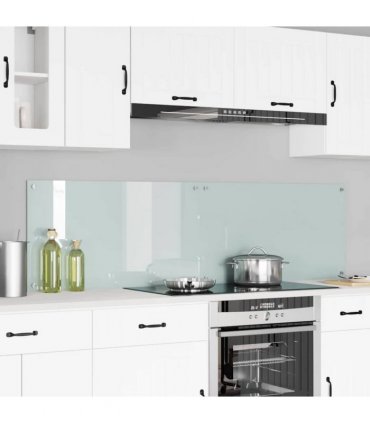 vidaXL Kitchen Backsplash 2 pcs White 90 x 50 cm Tempered Glass — Colour: Milk, Size: 90 x 50 x 0.8 cm