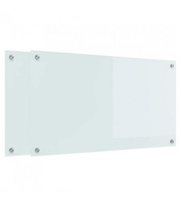 vidaXL Kitchen Backsplash 2 pcs White 90 x 50 cm Tempered Glass — Colour: Milk, Size: 90 x 50 x 0.8 cm