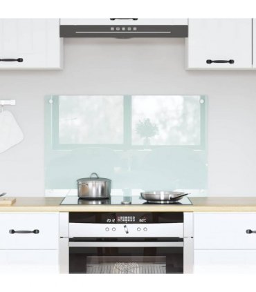 vidaXL Kitchen Backsplash Milk 80 x 50 cm Tempered Glass — Size: 80 x 50 x 0.8 cm