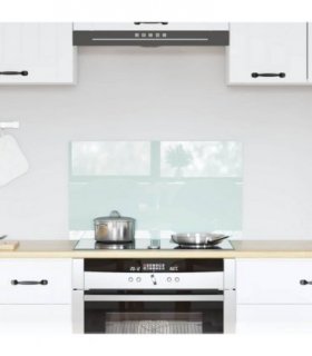 vidaXL Kitchen Backsplash Milk 70 x 40 cm Tempered Glass — Size: 70 x 40 x 0.8 cm