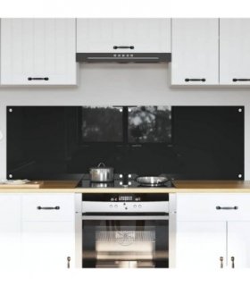 vidaXL Kitchen Backsplash 2 pcs Black 80 x 50 cm Tempered Glass — Size: 80 x 50 x 0.8 cm
