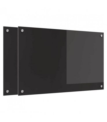 vidaXL Kitchen Backsplash 2 pcs Black 80 x 50 cm Tempered Glass — Size: 80 x 50 x 0.8 cm