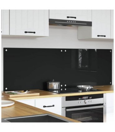 vidaXL Kitchen Backsplash 2 pcs Black 80 x 50 cm Tempered Glass — Size: 80 x 50 x 0.8 cm