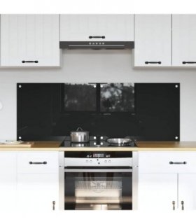 vidaXL Kitchen Backsplash 2 pcs Black 70 x 50 cm Tempered Glass — Size: 70 x 50 x 0.8 cm