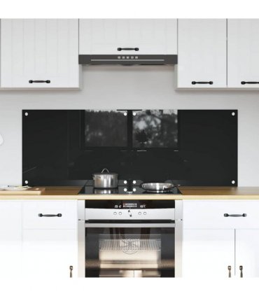 vidaXL Kitchen Backsplash 2 pcs Black 70 x 50 cm Tempered Glass — Size: 70 x 50 x 0.8 cm