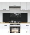 vidaXL Kitchen Backsplash 2 pcs Black 70 x 50 cm Tempered Glass — Size: 70 x 50 x 0.8 cm