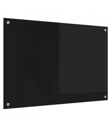 vidaXL Kitchen Backsplash Black 90 x 60 cm Tempered Glass — Size: 90 x 60 x 0.8 cm
