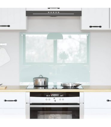 vidaXL Kitchen Backsplash Milk 80 x 60 cm Tempered Glass — Size: 80 x 60 x 0.8 cm