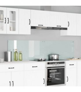 vidaXL Kitchen Backsplash 2 pcs White 100 x 50 cm Tempered Glass — Colour: Milk, Size: 100 x 50 x 0.8 cm