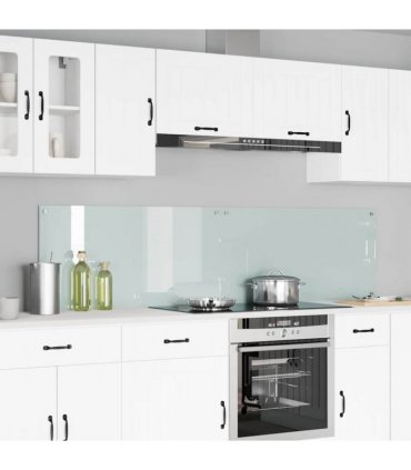 vidaXL Kitchen Backsplash 2 pcs White 100 x 50 cm Tempered Glass — Colour: Milk, Size: 100 x 50 x 0.8 cm