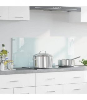 vidaXL Kitchen Backsplash Milk 100 x 40 cm Tempered Glass — Size: 100 x 40 x 0.8 cm