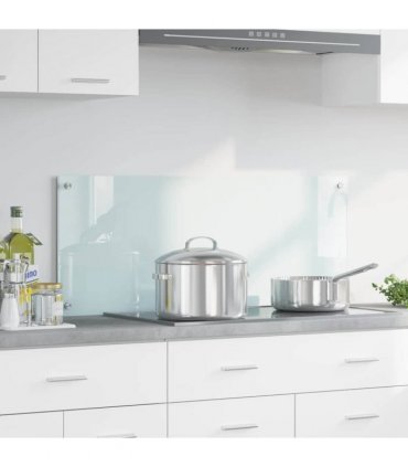 vidaXL Kitchen Backsplash Milk 100 x 40 cm Tempered Glass — Size: 100 x 40 x 0.8 cm
