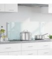 vidaXL Kitchen Backsplash Milk 100 x 40 cm Tempered Glass — Size: 100 x 40 x 0.8 cm