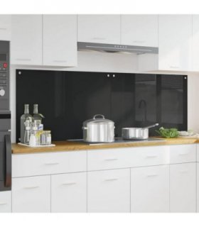 vidaXL Kitchen Backsplash 2 pcs Black 90 x 60 cm Tempered Glass — Size: 90 x 60 x 0.8 cm