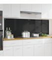 vidaXL Kitchen Backsplash 2 pcs Black 90 x 60 cm Tempered Glass — Size: 90 x 60 x 0.8 cm