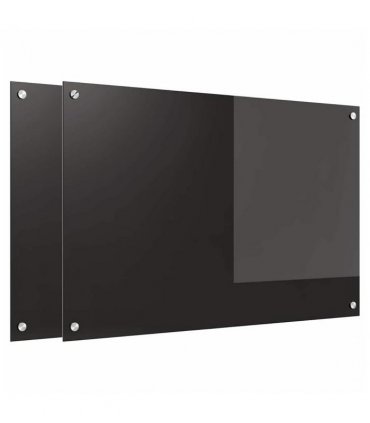vidaXL Kitchen Backsplash 2 pcs Black 90 x 60 cm Tempered Glass — Size: 90 x 60 x 0.8 cm