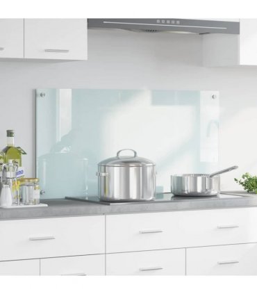 vidaXL Kitchen Backsplash Milk 100 x 50 cm Tempered Glass — Size: 100 x 50 x 0.8 cm