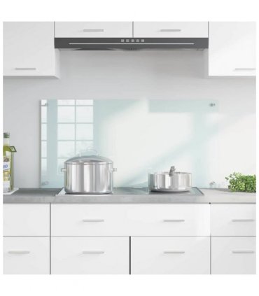 vidaXL Kitchen Backsplash Milk 100 x 50 cm Tempered Glass — Size: 100 x 50 x 0.8 cm