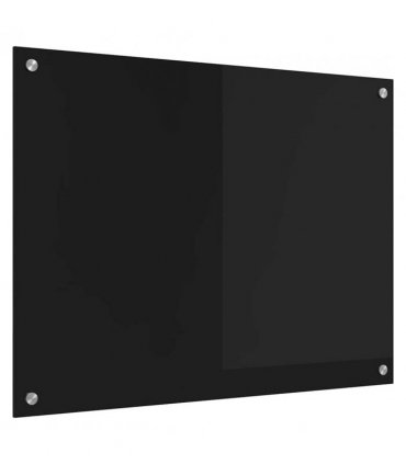 vidaXL Kitchen Backsplash Black 80 x 60 cm Tempered Glass — Size: 80 x 60 x 0.8 cm