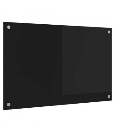 vidaXL Kitchen Backsplash Black 80 x 50 cm Tempered Glass — Size: 80 x 50 x 0.8 cm