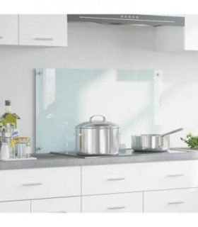 vidaXL Kitchen Backsplash Milk 90 x 50 cm Tempered Glass — Size: 90 x 50 x 0.8 cm