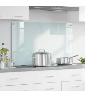 vidaXL Kitchen Backsplash Milk 100 x 60 cm Tempered Glass — Size: 100 x 60 x 0.8 cm