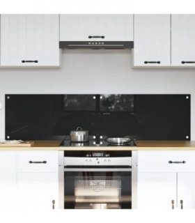 vidaXL Kitchen Backsplash 2 pcs Black 80 x 40 cm Tempered Glass — Size: 80 x 40 x 0.8 cm