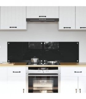 vidaXL Kitchen Backsplash 2 pcs Black 70 x 40 cm Tempered Glass — Size: 70 x 40 x 0.8 cm