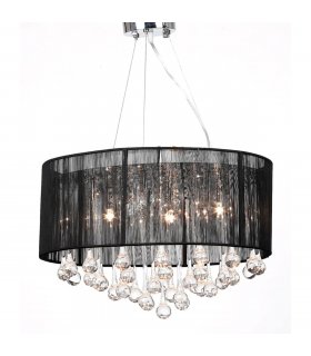 vidaXL Chandelier with 85 Crystals Black
