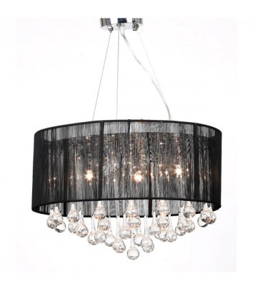 vidaXL Chandelier with 85 Crystals Black