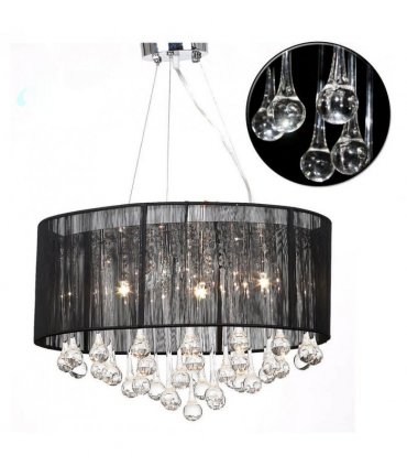 vidaXL Chandelier with 85 Crystals Black