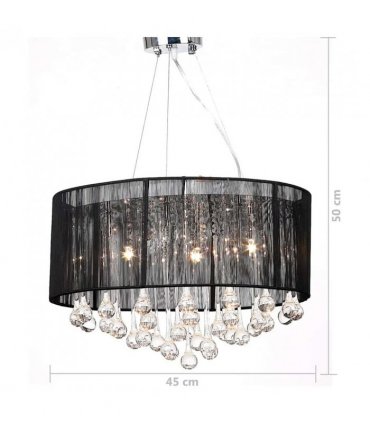 vidaXL Chandelier with 85 Crystals Black