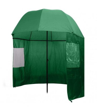 vidaXL Fishing Umbrella | Dark Green | 170T polyester with PA coating | Large — Size: 300 x 240 cm