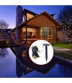 vidaXL LED Solar String Lights Warm White Christmas Decoration — Size: 24 m