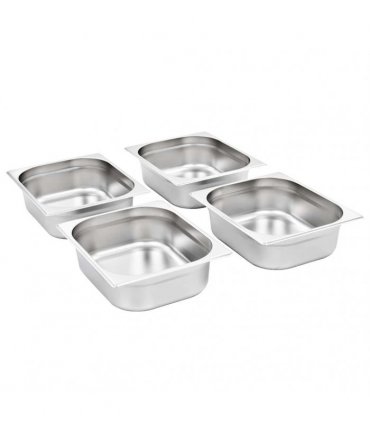 vidaXL Gastronorm Containers 4 pcs GN 1/2 100 mm Stainless Steel — Size: 325 x 265 x 100 mm