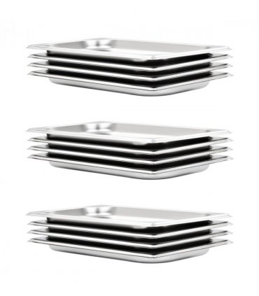vidaXL Gastronorm Containers 12 pcs GN 1/3 20 mm Stainless Steel — Size: 325 x 176 x 20 mm
