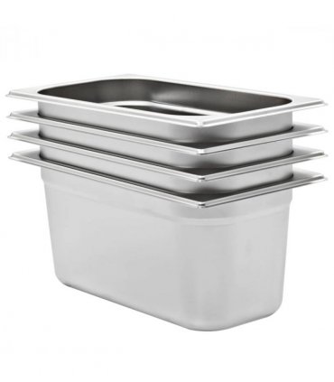 vidaXL Gastronorm Containers 4 pcs GN 1/3 150 mm Stainless Steel — Size: 325 x 176 x 150 mm