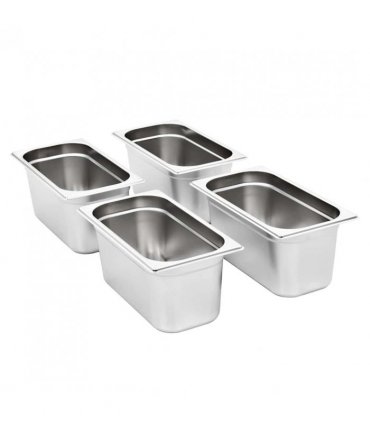 vidaXL Gastronorm Containers 4 pcs GN 1/3 150 mm Stainless Steel — Size: 325 x 176 x 150 mm