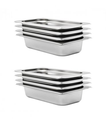 vidaXL Gastronorm Containers 8 pcs GN 1/3 65 mm Stainless Steel — Size: 325 x 176 x 65 mm