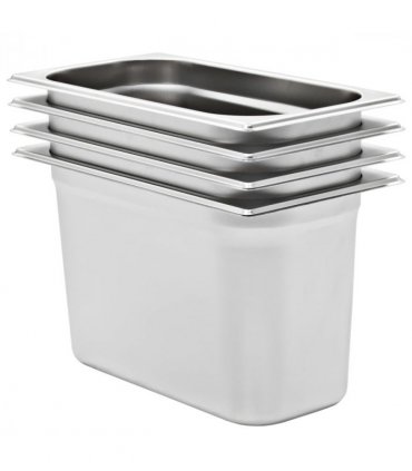 vidaXL Gastronorm Containers 4 pcs GN 1/3 200 mm Stainless Steel — Size: 325 x 176 x 200 mm
