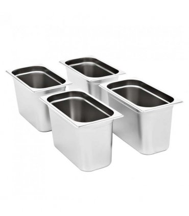 vidaXL Gastronorm Containers 4 pcs GN 1/3 200 mm Stainless Steel — Size: 325 x 176 x 200 mm