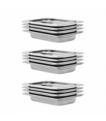 vidaXL Gastronorm Containers 12 pcs GN 1/4 40 mm Stainless Steel — Size: 265 x 162 x 40 mm