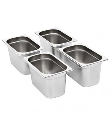 vidaXL Gastronorm Containers 4 pcs GN 1/4 150 mm Stainless Steel — Size: 265 x 162 x 150 mm