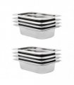 vidaXL Gastronorm Containers 8 pcs GN 1/4 65 mm Stainless Steel — Size: 265 x 162 x 65 mm