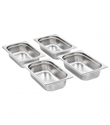 vidaXL Gastronorm Containers 8 pcs GN 1/4 65 mm Stainless Steel — Size: 265 x 162 x 65 mm