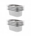 vidaXL Gastronorm Containers 8 pcs GN 1/4 100 mm Stainless Steel — Size: 265 x 162 x 100 mm