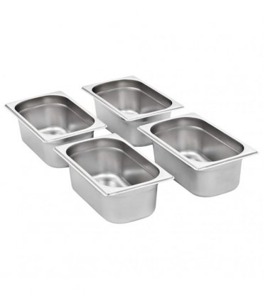vidaXL Gastronorm Containers 8 pcs GN 1/4 100 mm Stainless Steel — Size: 265 x 162 x 100 mm