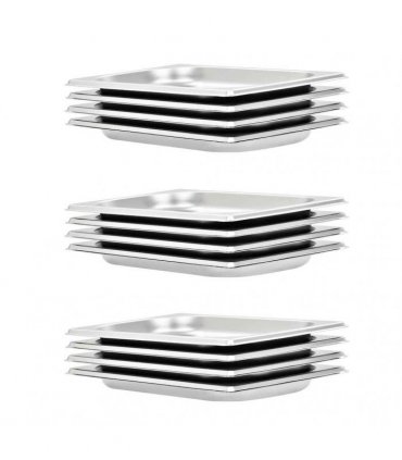 vidaXL Gastronorm Containers 12 pcs GN 1/4 20 mm Stainless Steel — Size: 265 x 162 x 20 mm